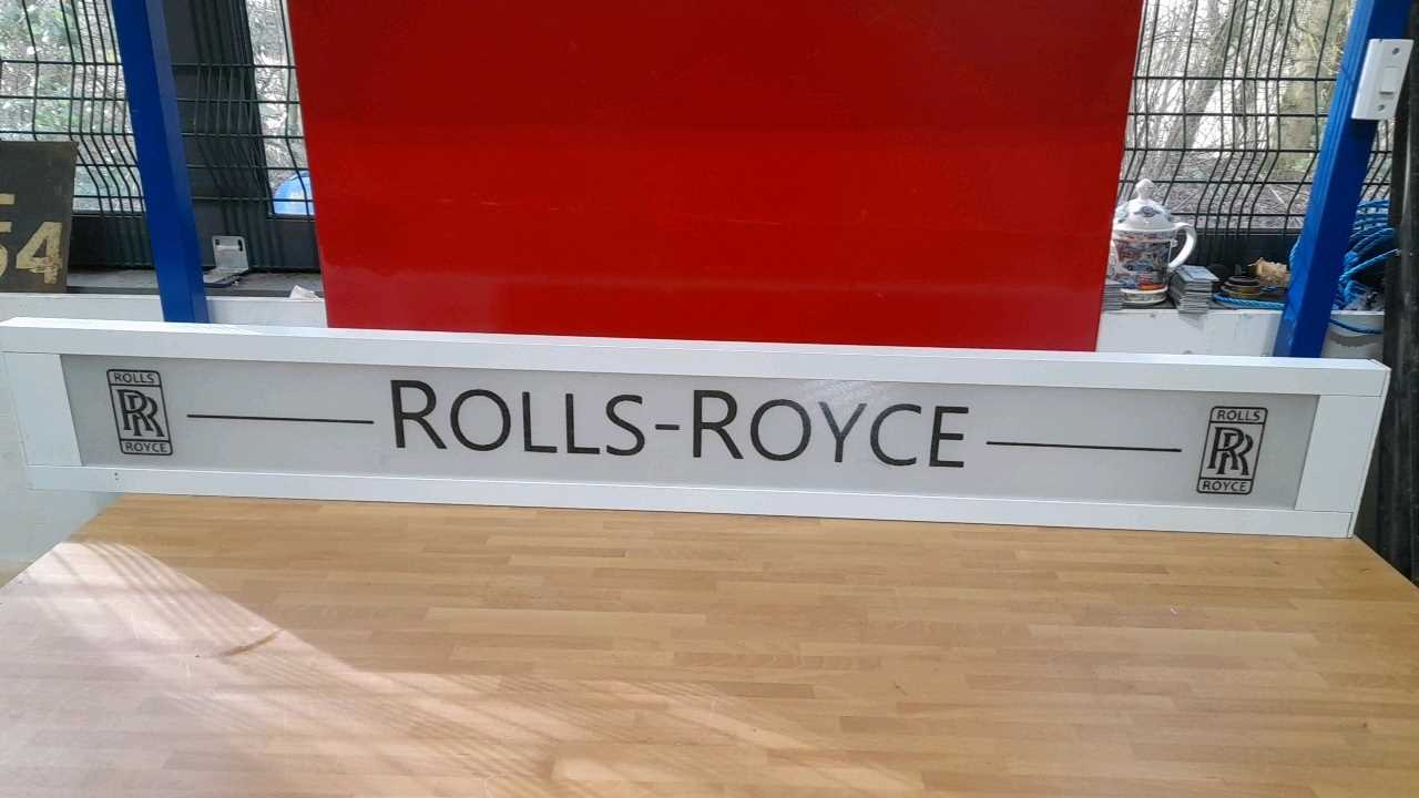 Lot 747 - ROLLS ROYCE LIGHT UP SIGN 63.5" X 8"