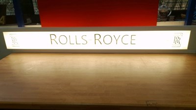 Lot 747 - ROLLS ROYCE LIGHT UP SIGN 63.5" X 8"
