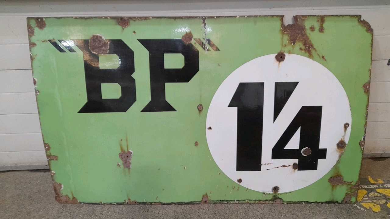 Lot 227 - LARGE BP 1'4 ENAMEL SIGN 60" X 36"