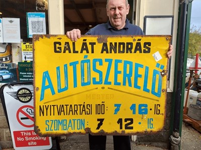 Lot 221 - GARAGE SIGN (HUNGARIAN)