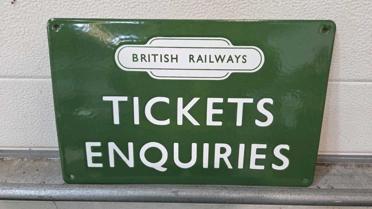 Lot 247 - BRITISH RAILWAYS TICKET OFFICE ENAMEL SIGN 14" X 9"