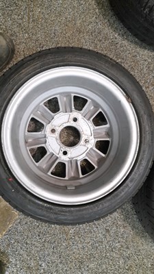 Lot 817 - 4 X MINILIGHT STYLE WHEELS & TYRES 195/45 13 ( LOTUS FITMENT ? )