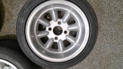 Lot 817 - 4 X MINILIGHT STYLE WHEELS & TYRES 195/45 13 ( LOTUS FITMENT ? )