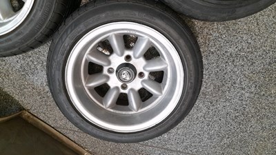 Lot 817 - 4 X MINILIGHT STYLE WHEELS & TYRES 195/45 13 ( LOTUS FITMENT ? )