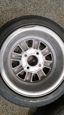 Lot 817 - 4 X MINILIGHT STYLE WHEELS & TYRES 195/45 13 ( LOTUS FITMENT ? )