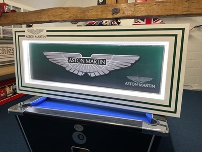 Lot 51 - LARGE ILLUMINATED ASTON MARTIN SIGN 60" X 26"