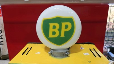 Lot 671 - SUPER MINI PUMP WITH SMALL GLASS BP GLOBE 32" X 16"