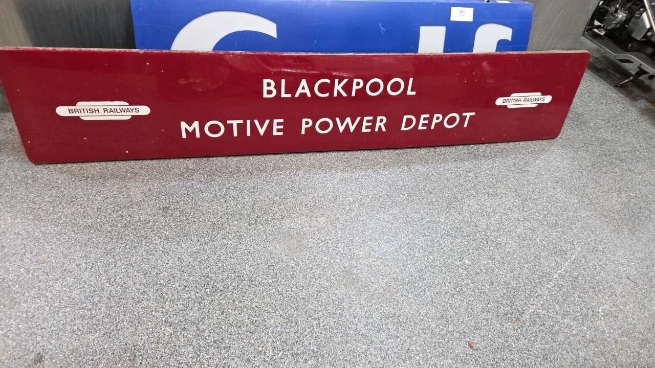 Lot 523 - BRITISH RAILWAYS BLACKPOOL ENAMEL SIGN 96" X 18"
