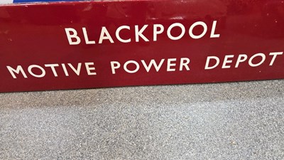 Lot 523 - BRITISH RAILWAYS BLACKPOOL ENAMEL SIGN 96" X 18"