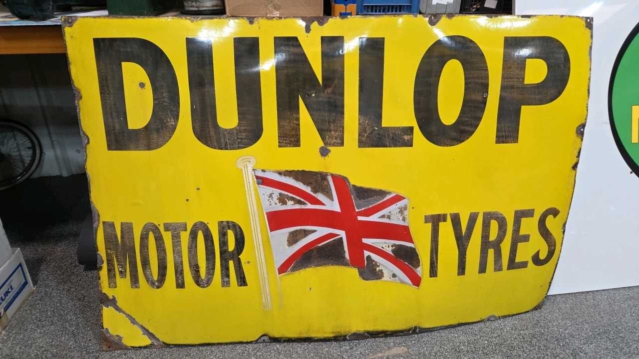 Lot 19 - DUNLOP TYRES ENAMEL SIGN 72" X 48"