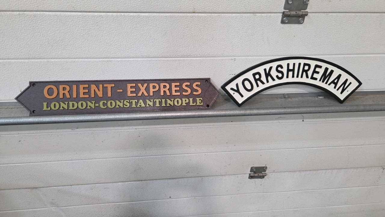 Lot 745 - YORKSHIRE MAN & ORIENT EXPRESS CAST SIGNS 21" X 6"
