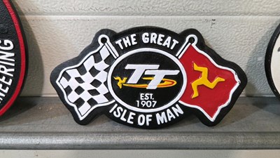 Lot 711 - 4 X CAST VINCENT , TRIUMPH , NORTON , ISLE OF MAN SIGNS