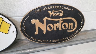 Lot 711 - 4 X CAST VINCENT , TRIUMPH , NORTON , ISLE OF MAN SIGNS