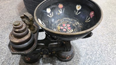 Lot 725 - SHIPS COMPASS & WEIGHING SCALES