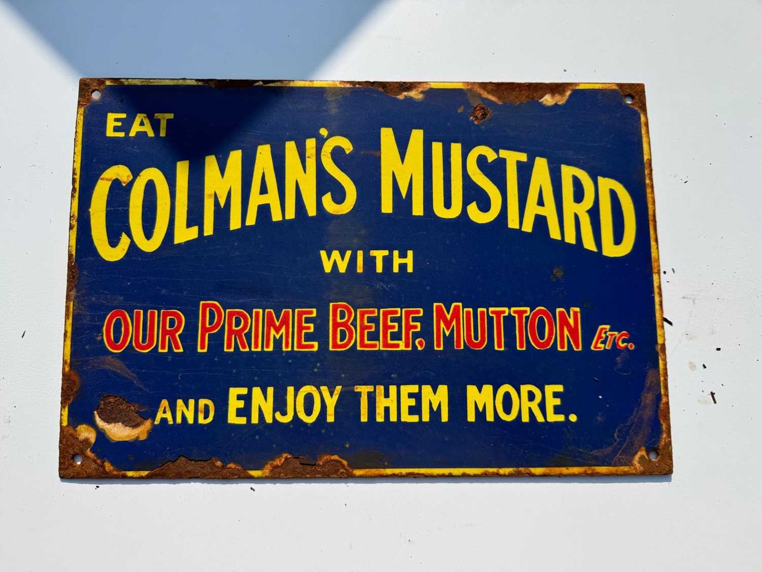 Lot 73 - COLMAN'S MUSTARD ENAMEL SIGN 14" X 9.5"