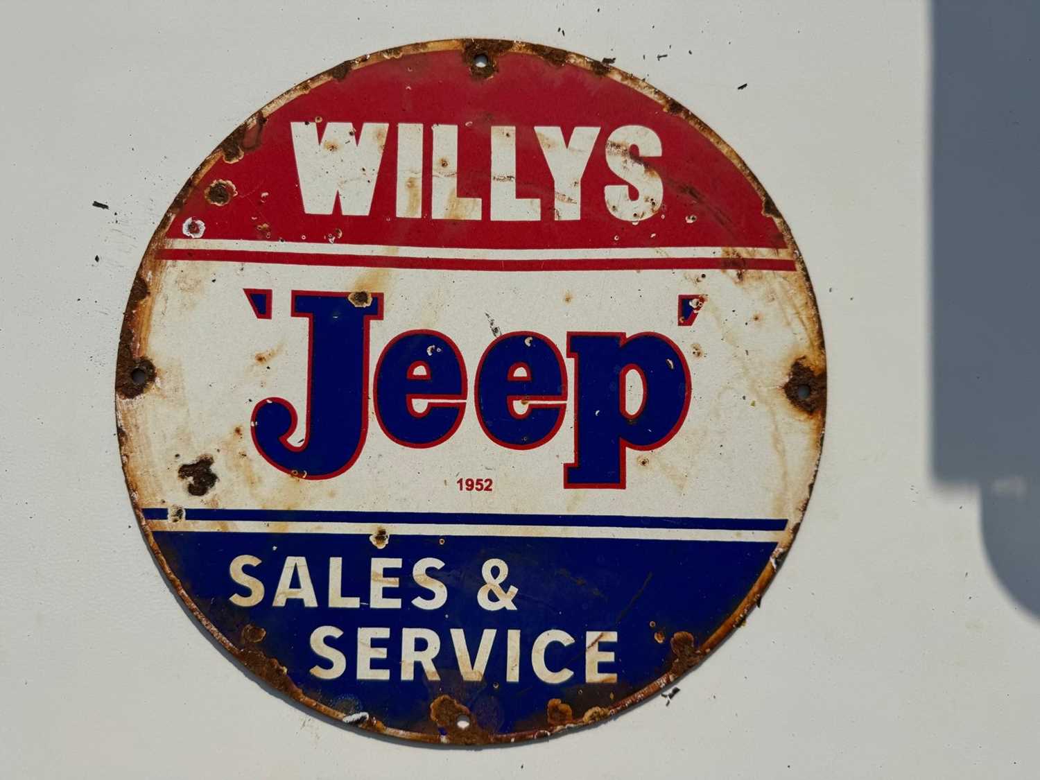 Lot 375 - WILLYS JEEP ENAMEL SIGN 12" DIA