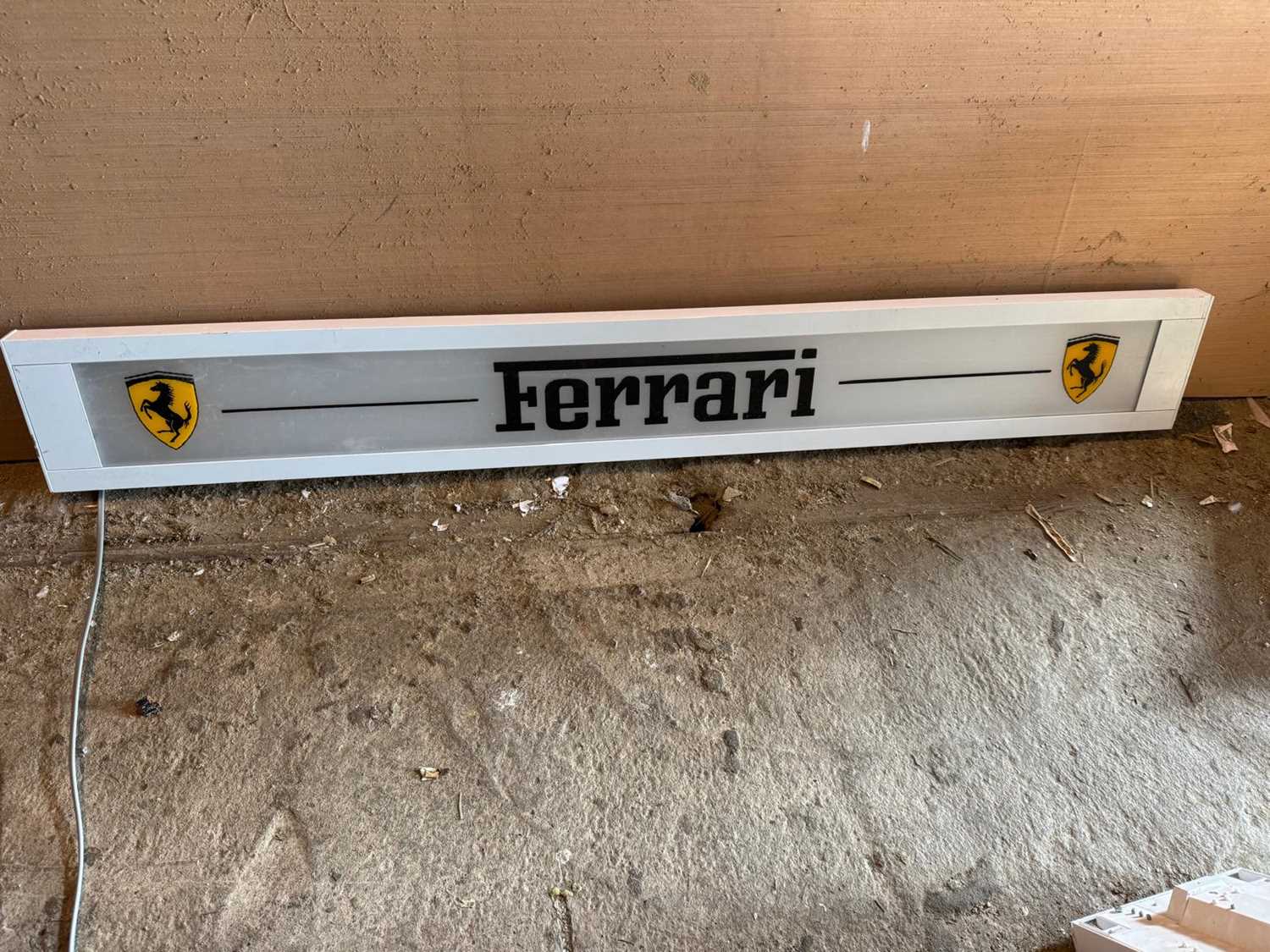 Lot 253 - FERRARI LIGHT UP SIGN 64" X 8"