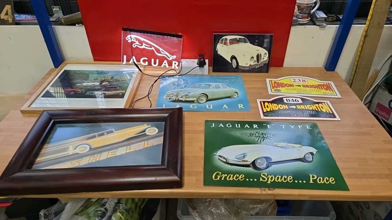 Lot 597 - SELECTION OF JAGUAR SIGNS & PICTURES