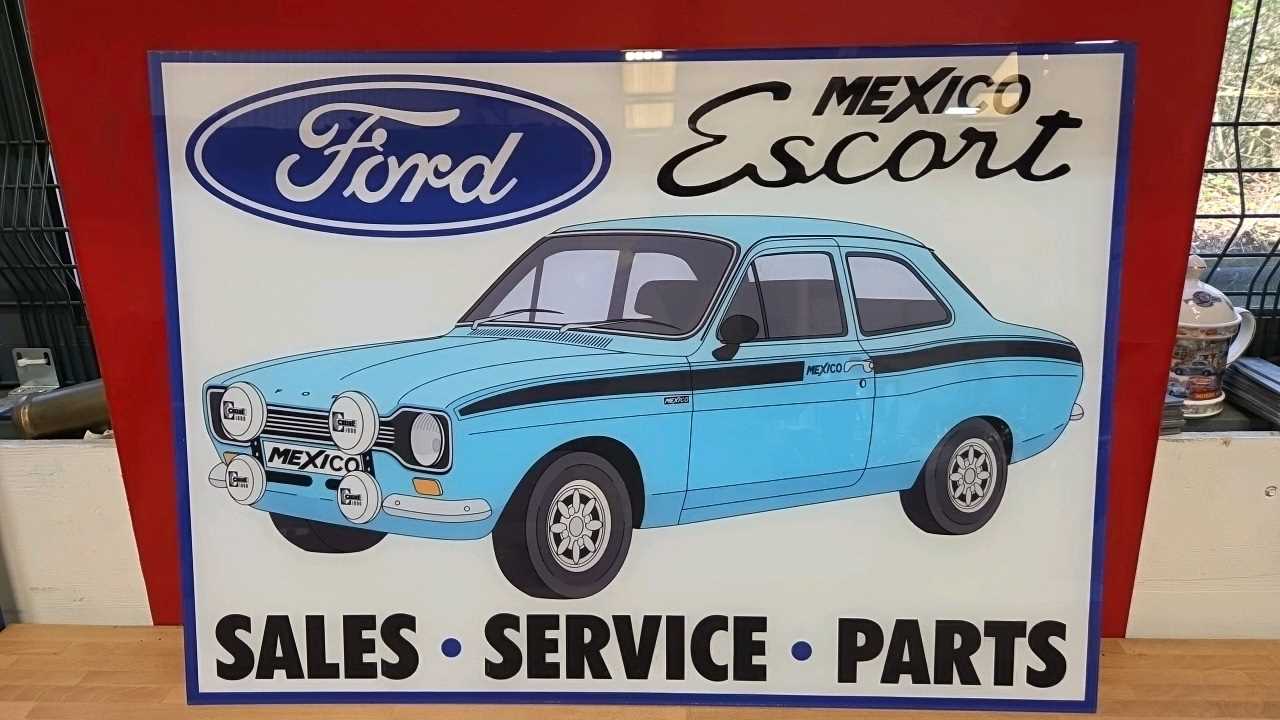Lot 205 - FORD ESCORT MEXICO GARAGE ACRYLIC SIGN 33" X 24"