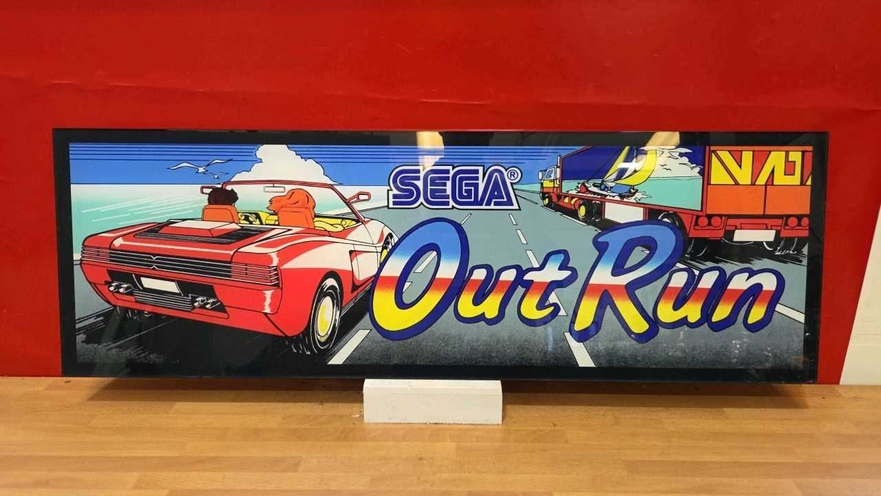 Lot 243 - 1980'S OUTRUN VIDEO GAME ARCADE ACRYLIC SIGN 32" X 11"