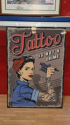 Lot 387 - RETRO TATTOO ARTIST SHOP ACRYLIC SIGN 33" X 24"