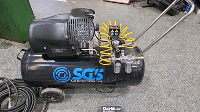 Lot 347 - SGS 100 LITRE COMPRESSOR WITH AIR TOOLS