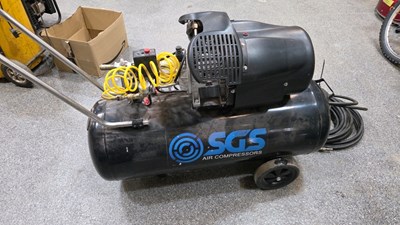 Lot 347 - SGS 100 LITRE COMPRESSOR WITH AIR TOOLS