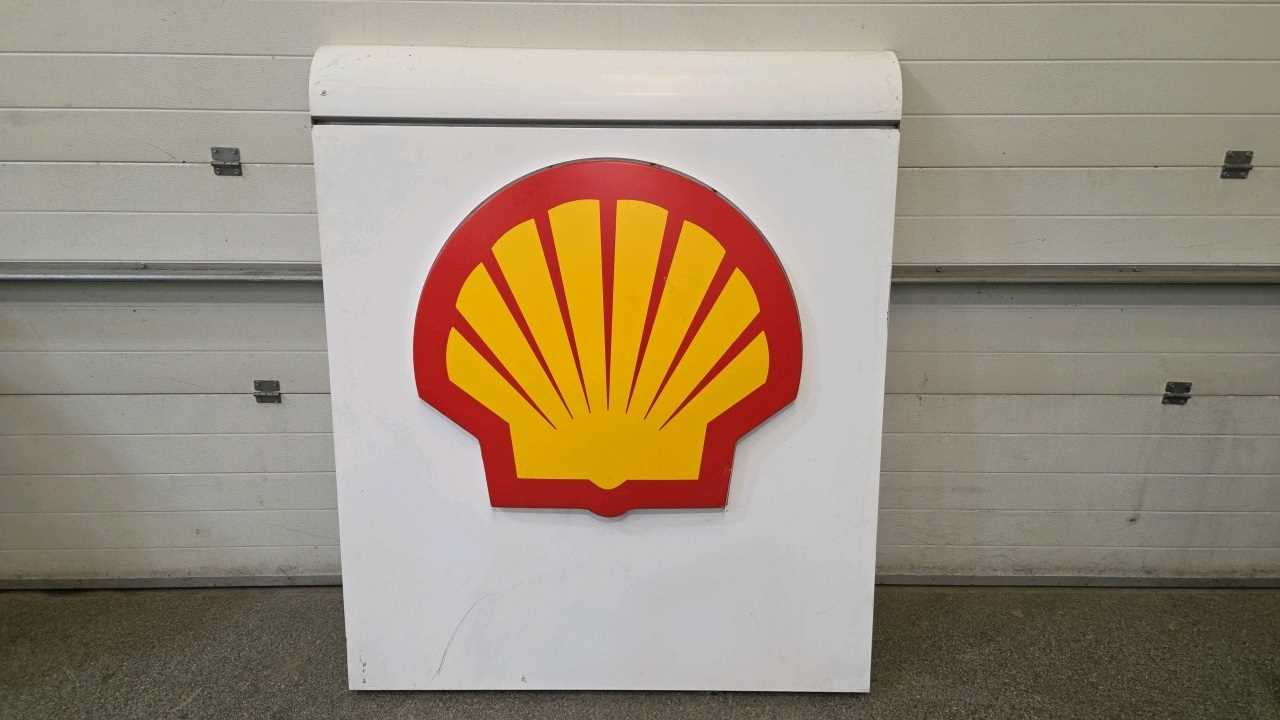 Lot 63 - SHELL GENUINE FORECOURT SIGN WITH ALUMINIUM FRAME 62" X 53"
