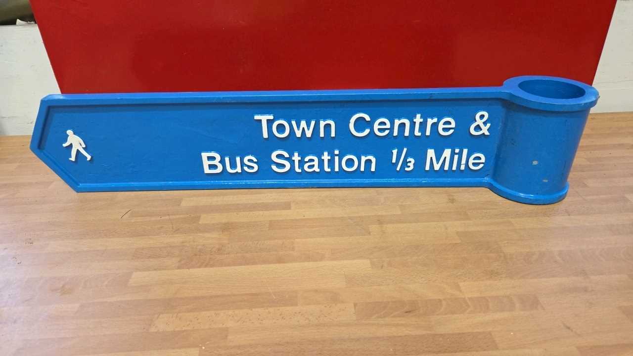 Lot 589 - TOWN CENTRE, DOUBLE SIDED STREET SIGN 30" X 6"