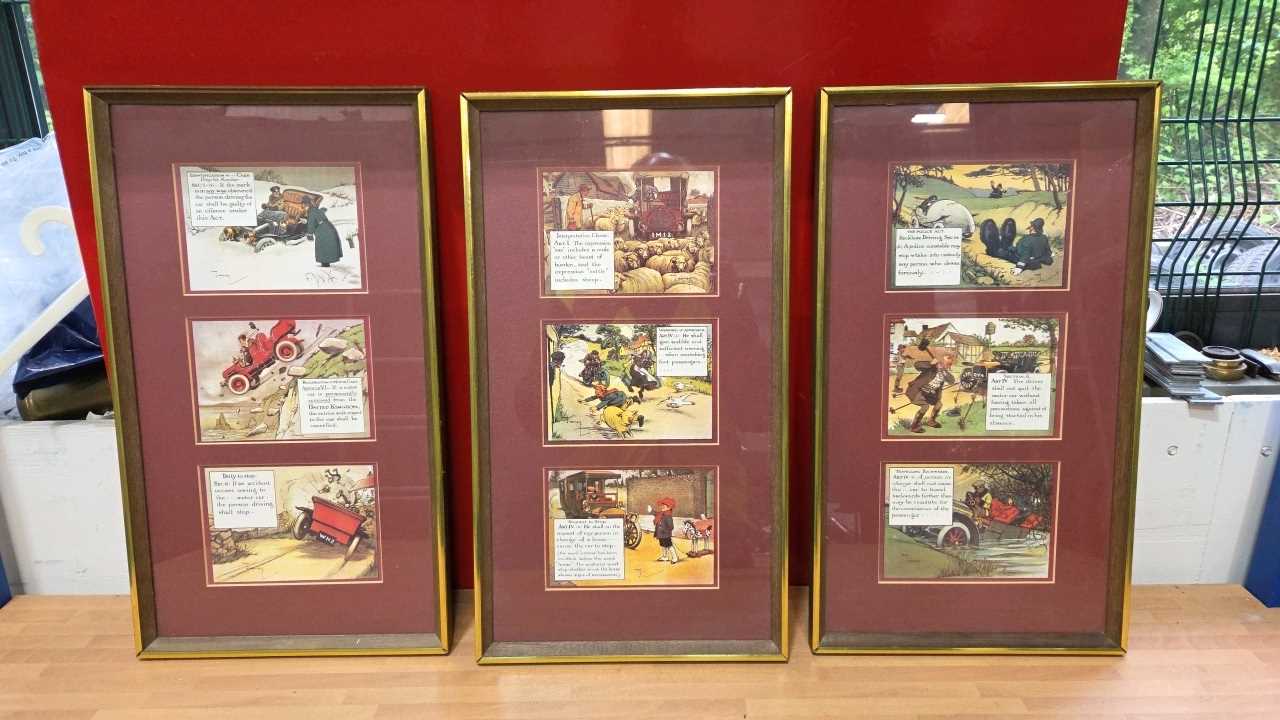 Lot 767 - 3 X FRAMED FUNNY AUTOMOBILE SCENES