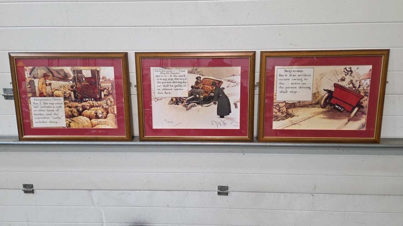 Lot 289 - 3 X FRAMED FUNNY AUTOMOBILE SCENES