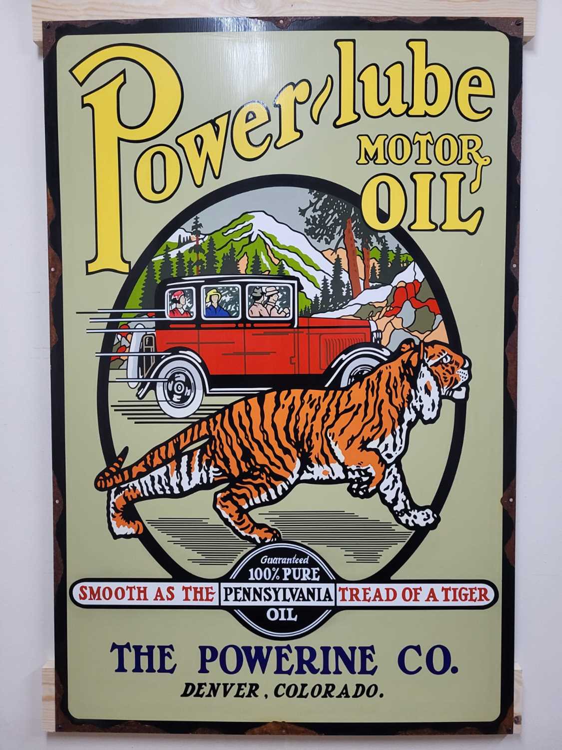 Lot 401 - RETRO/VINTAGE STYLE POWER-LUBE MOTOR OIL METAL SIGN 26" X 39"