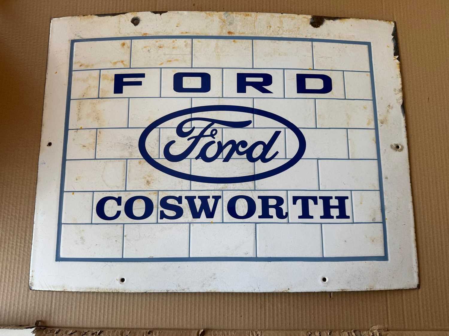 Lot 107 - FORD COSWORTH ENAMEL SIGN 24" X 18"