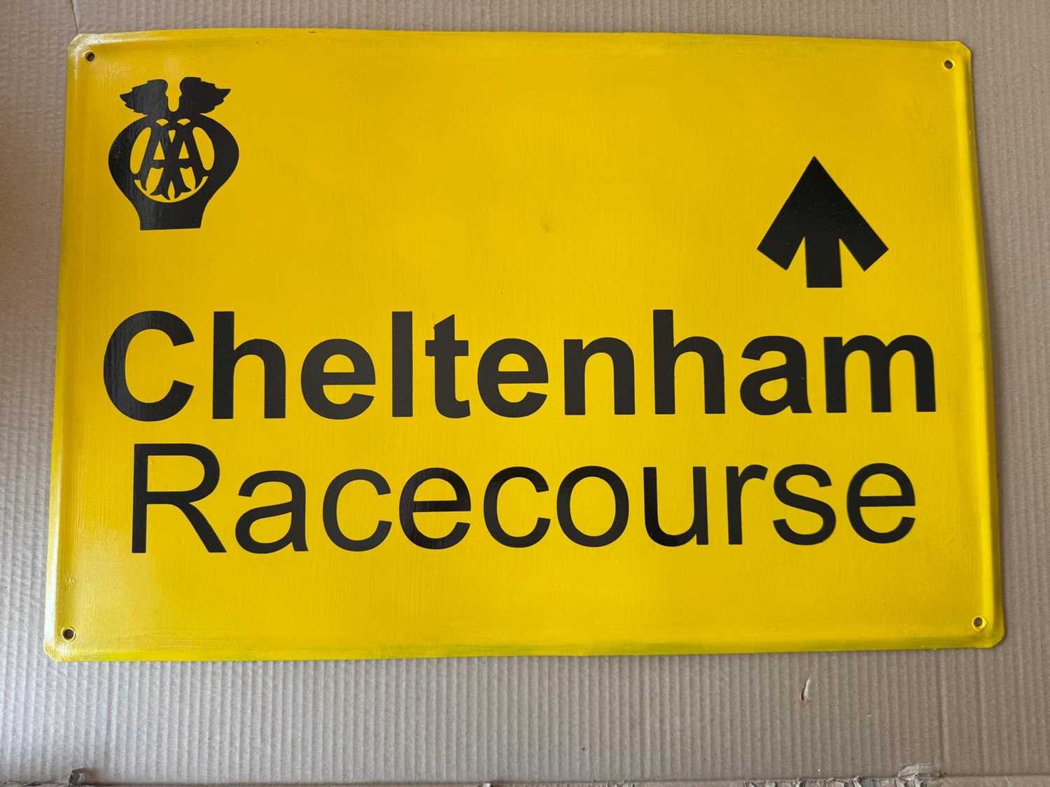 Lot 131 - CHELTENHAM RACECOURSE AA SIGN 24" X 16"