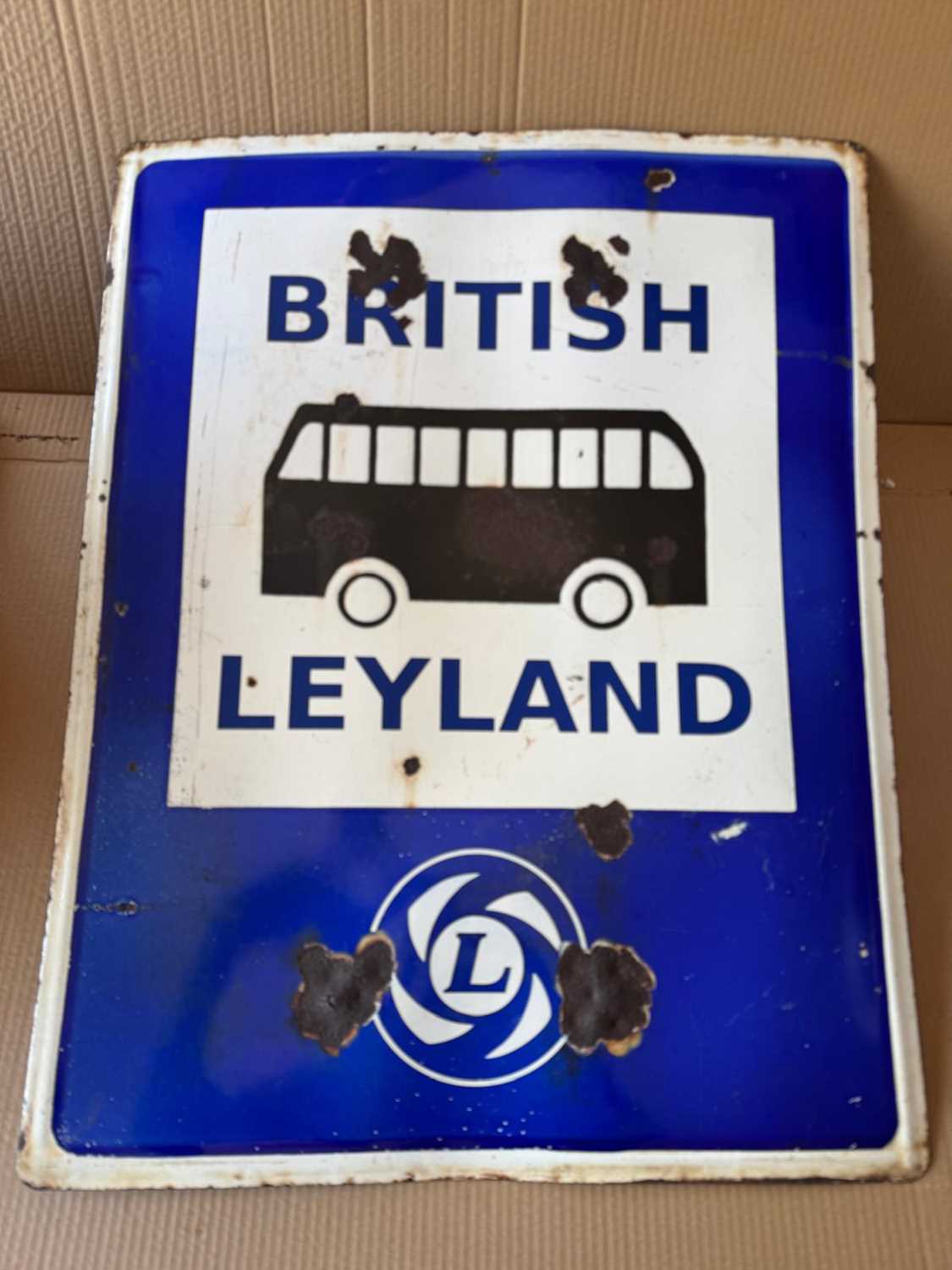 Lot 159 - BRITISH LEYLAND ENAMEL SIGN 28" X 22"