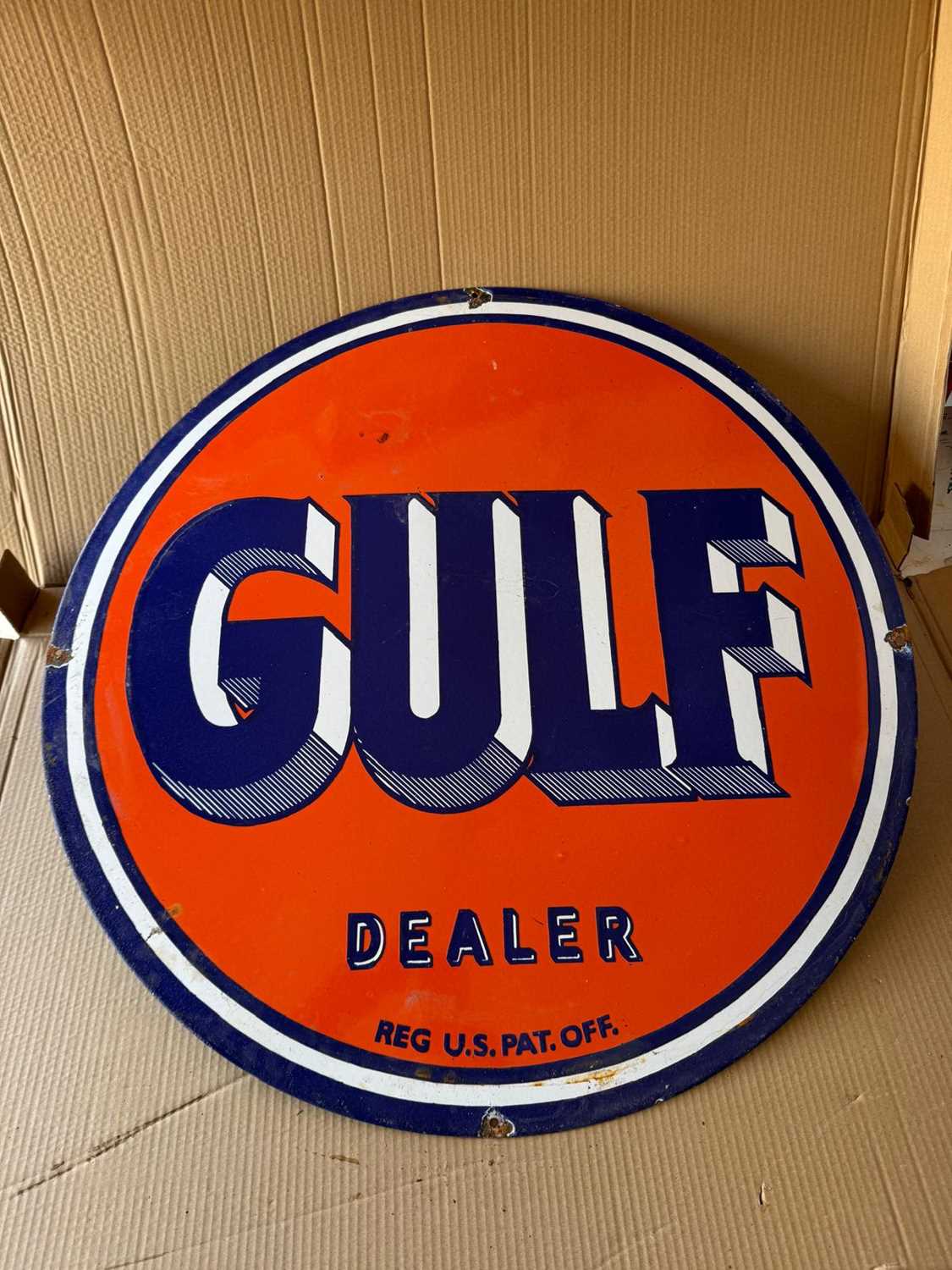 Lot 199 - GULF DEALER ENAMEL SIGN 30" DIA