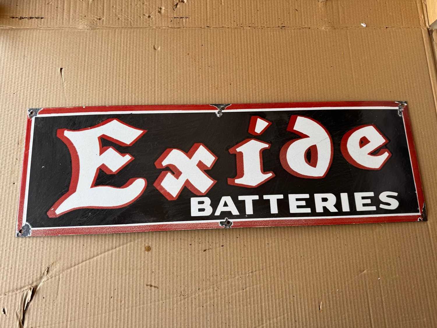 Lot 285 - EXIDE BATTERIES ENAMEL SIGN 29.5" X 9.5"