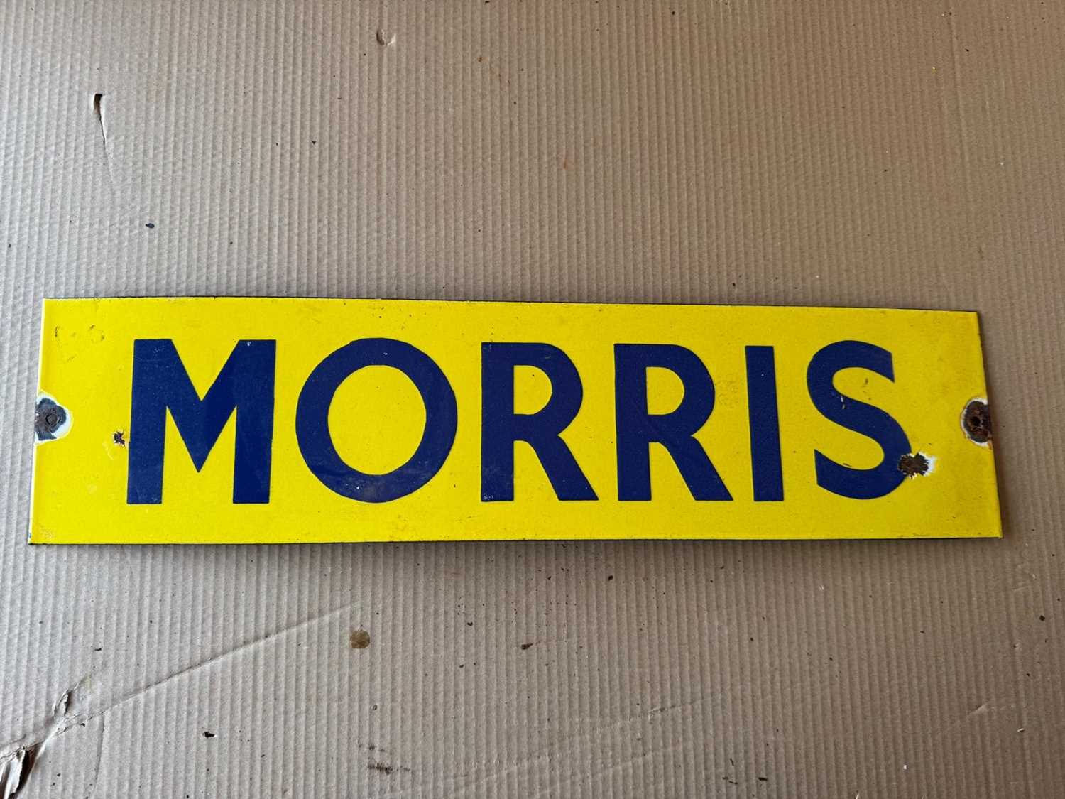 Lot 329 - MORRIS ENAMEL SIGN 24" X 6"