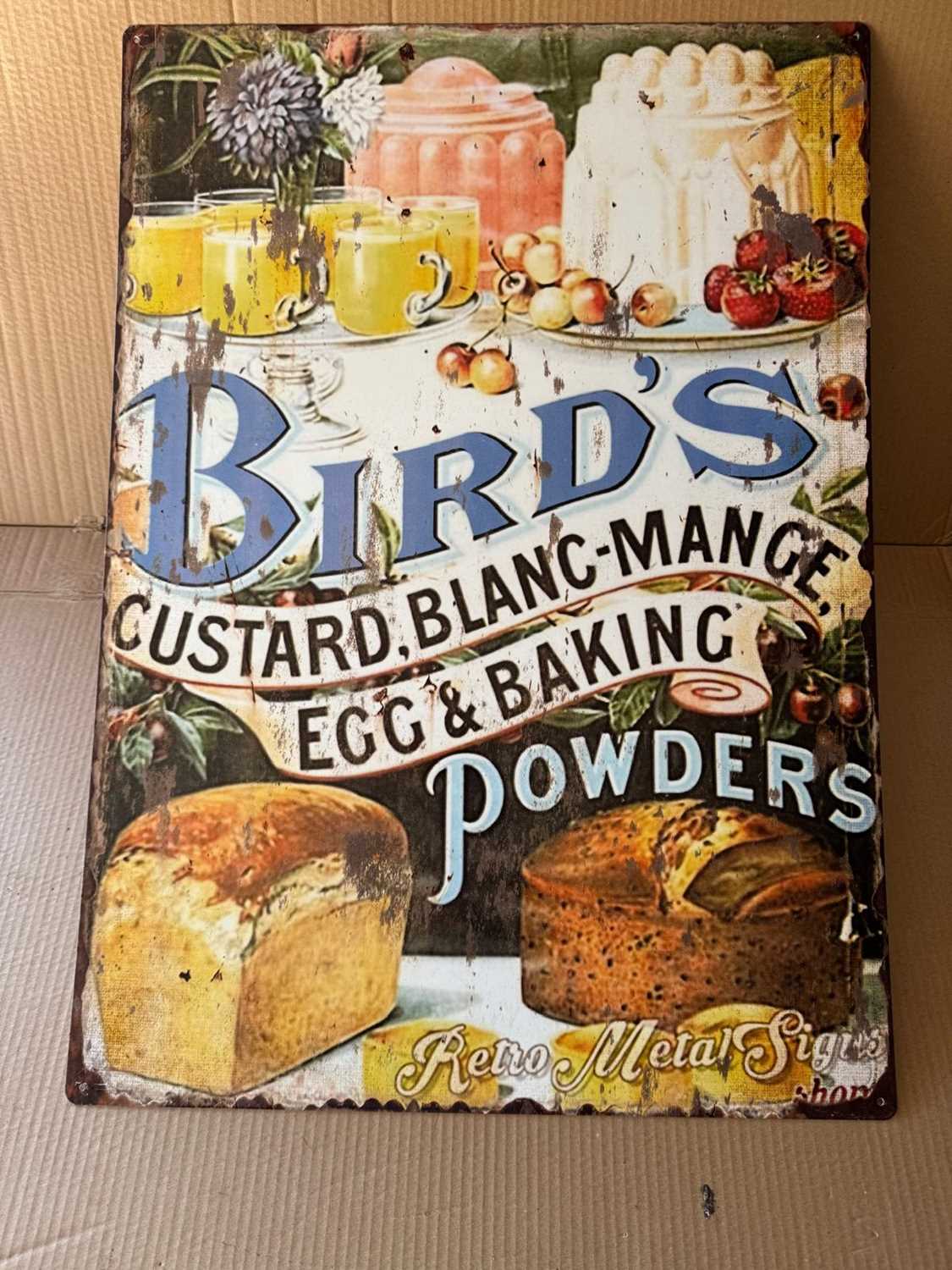 Lot 551 - BIRD'S POWDERS REPRO SIGN 28" X 20"