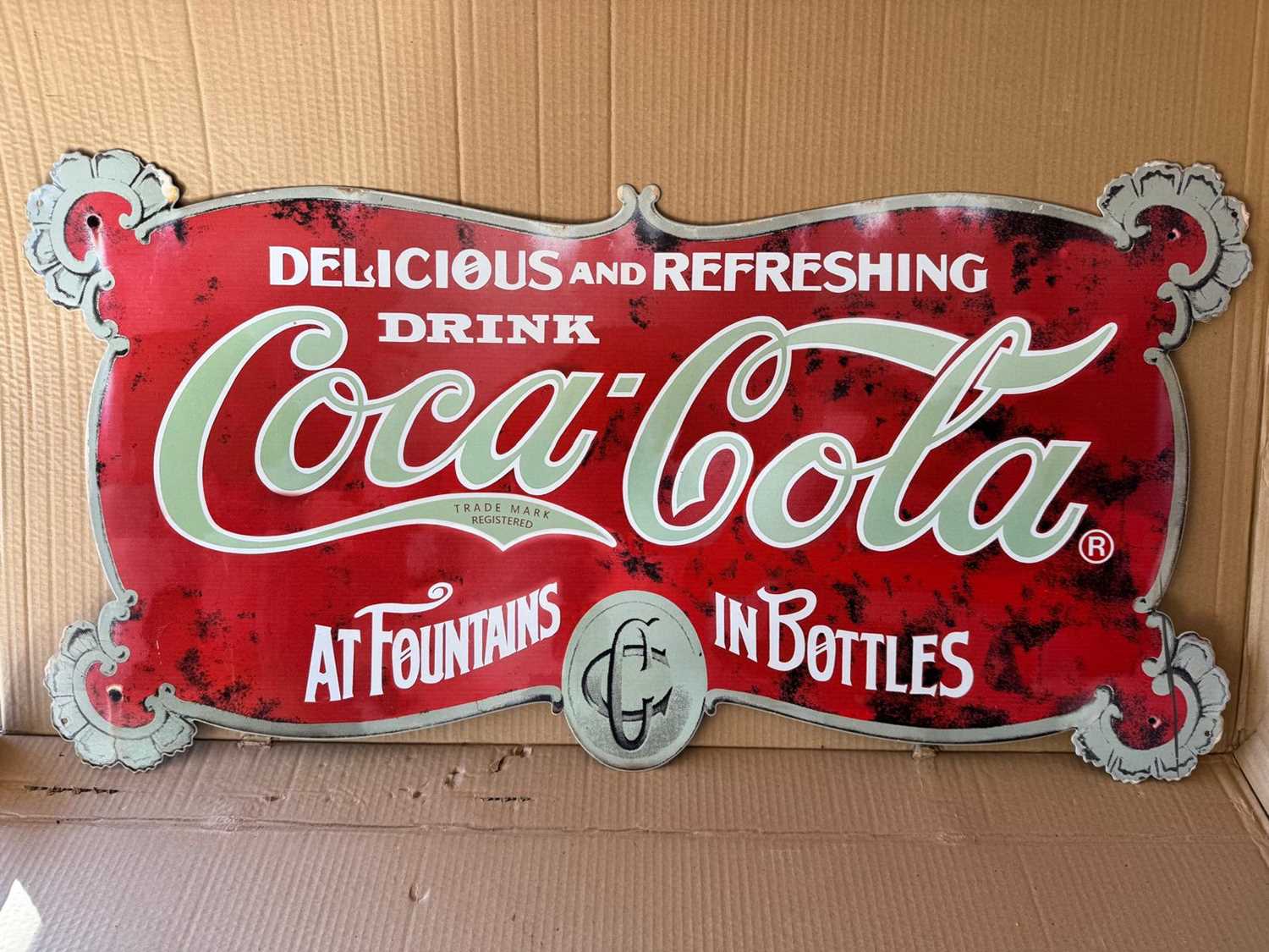 Lot 539 - COCA COLA DRINKS REPRO SIGN 34" X 17.5"