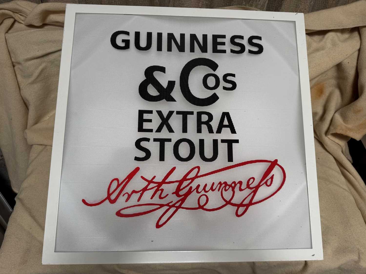 Lot 651 - GUINESS & COS EXTRA STOUT LIGHT UP SIGN 23" x 23"