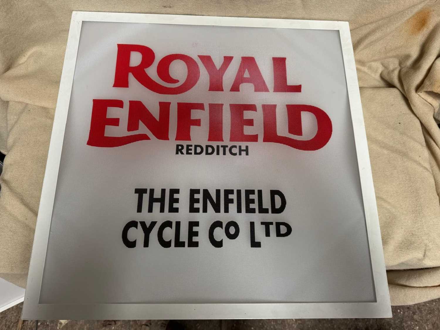 Lot 269 - ROYAL ENFIELD LIGHT UP SIGN 23" X 23"
