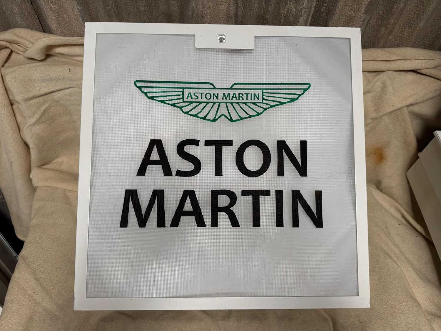Lot 699 - ASTON MARTIN LIGHT UP SIGN 23" X 23"