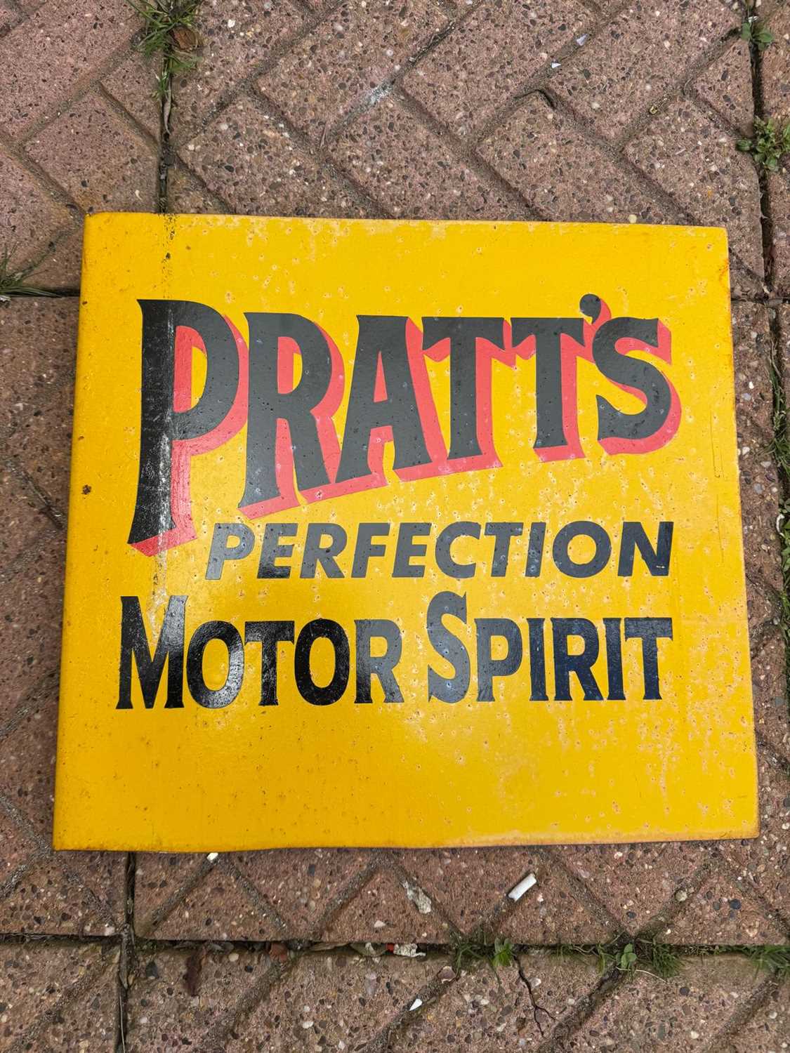 Lot 793 - PRATT'S PERFECTION MOTOR OIL SIGN 18" X 17"
