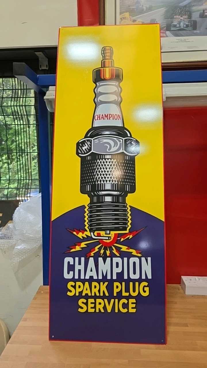 Lot 105 - CHAMPION SPARK PLUG SERVICE SIGN 47" X 16"