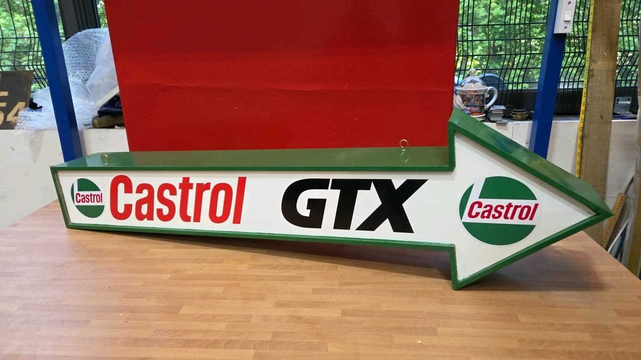 Lot 95 - WOODEN HAND MADE CASTROL GTX ARROW 48" LONG