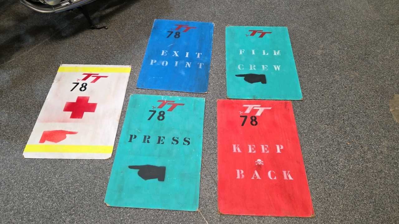 Lot 35 - SELECTION OF HAND PAINTED TT ROAD RACING SIGNS