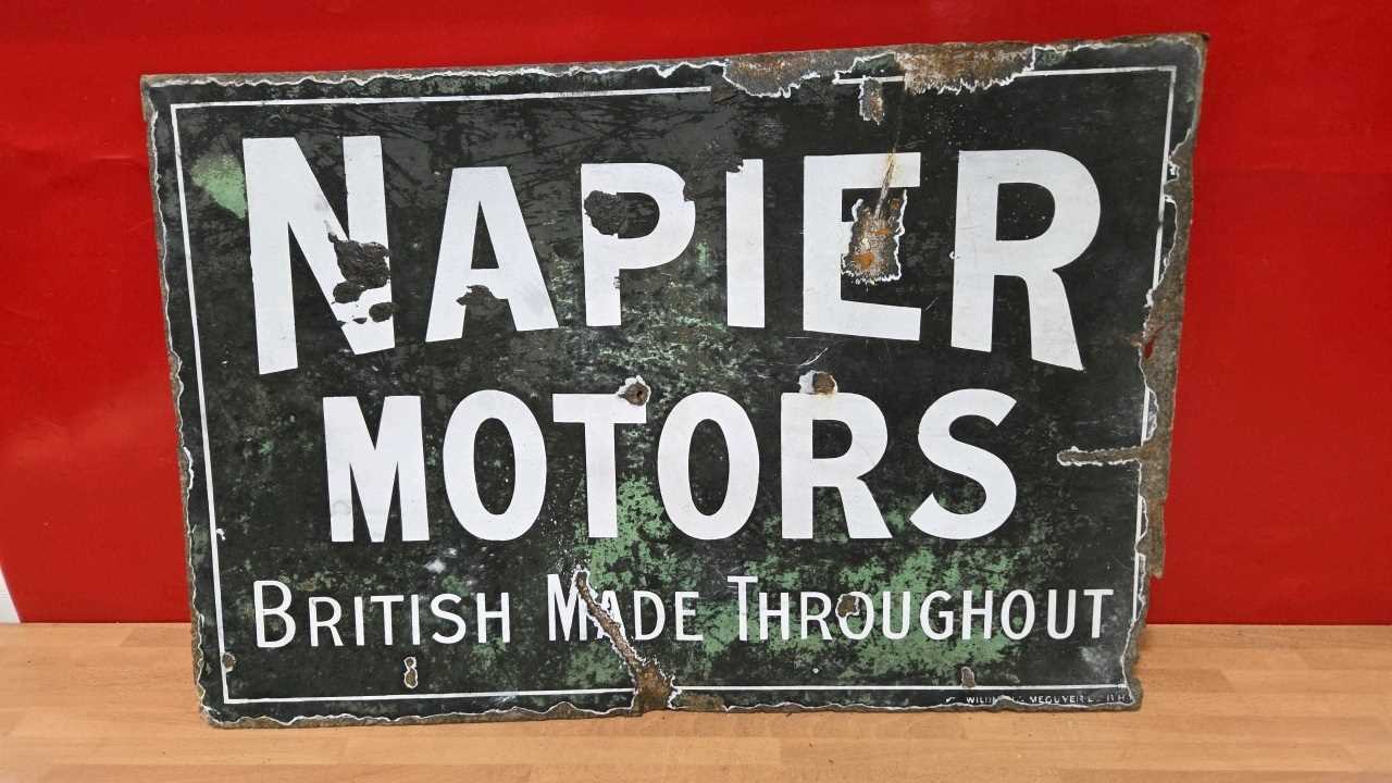 Lot 363 - NAPIER MOTORS BRITISH MADE THROUGHOUT , DOUBLE SIDED ENAMEL SIGN