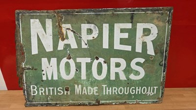 Lot 363 - NAPIER MOTORS BRITISH MADE THROUGHOUT , DOUBLE SIDED ENAMEL SIGN