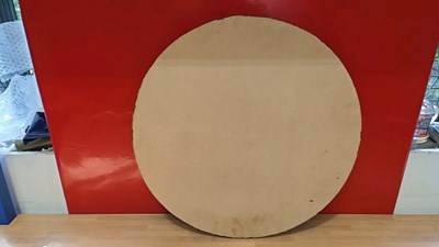 Lot 55 - GLOBE BATTERY STATION WOODEN HAND PAINTED SIGN 24" X 29"